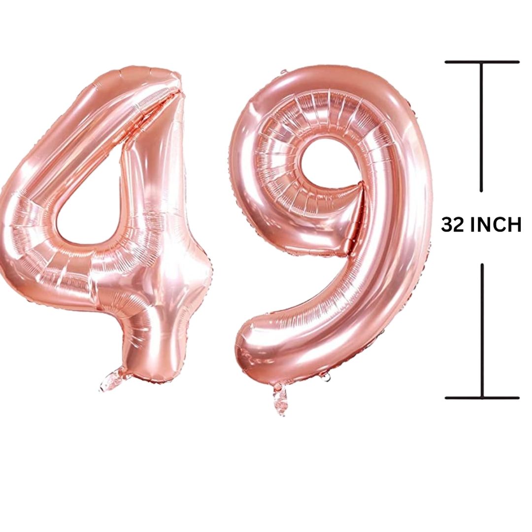 32 Inches ROSE GOLD Number Balloon Air or Helium Compactable Balloon for Party Decoration, Birthday, Anniversary