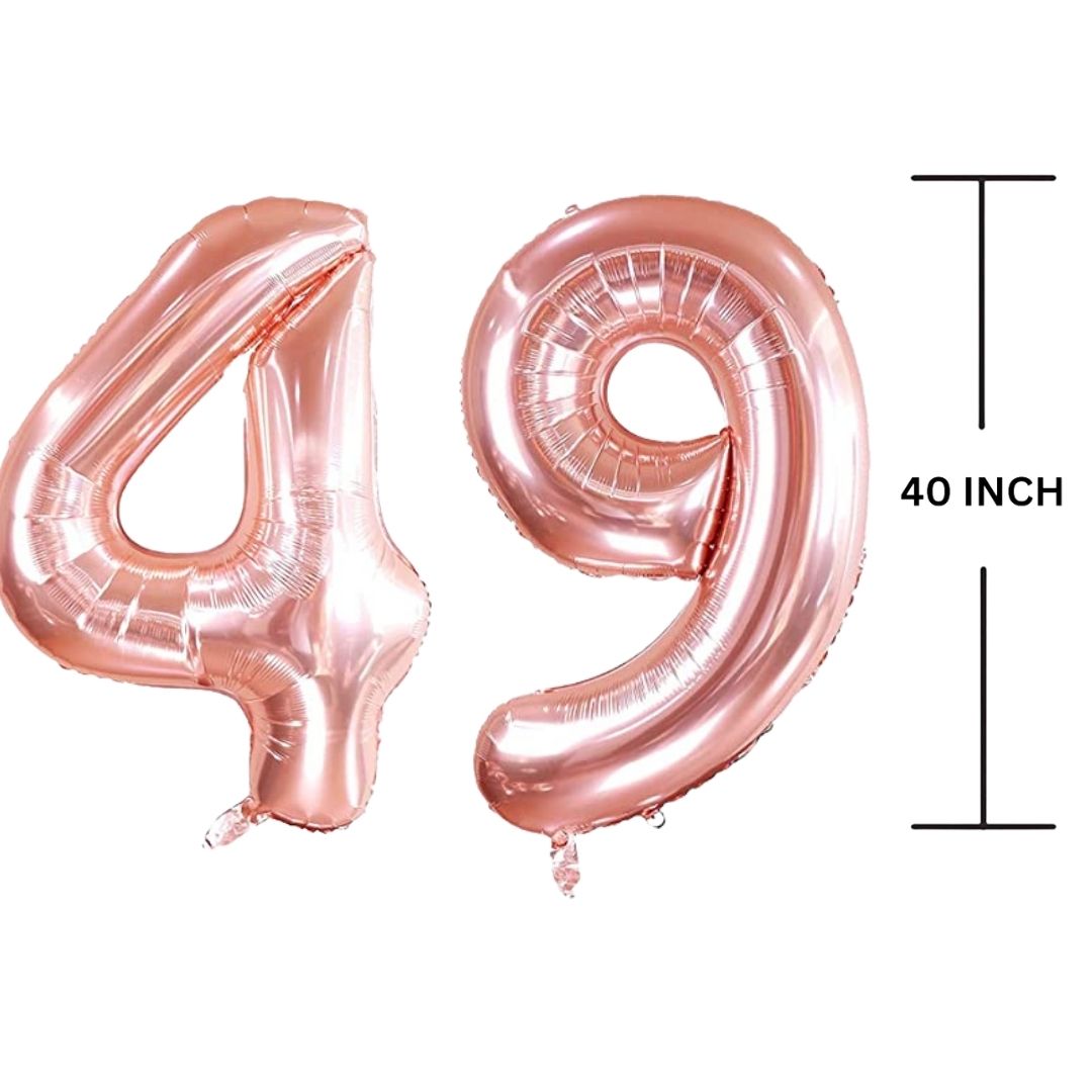 40 Inches ROSE GOLD Number Balloon Air or Helium Compactable Balloon for Party Decoration, Birthday, Anniversary