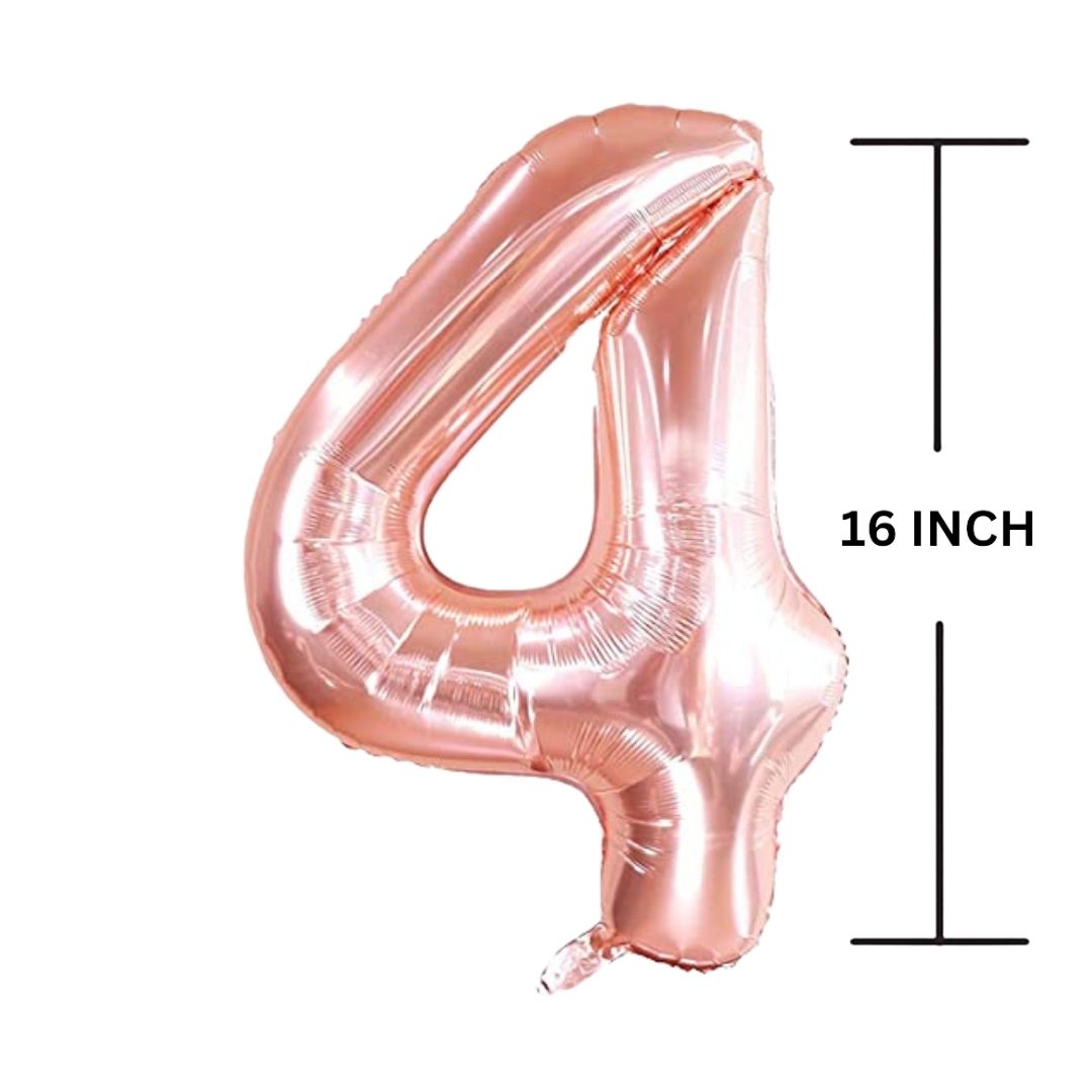 16 Inches ROSE GOLD Number Balloon Air or Helium Compactable Balloon for Party Decoration, Birthday, Anniversary