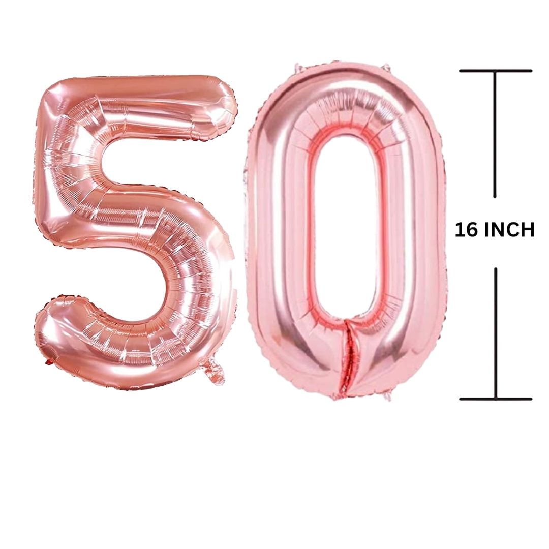 16 Inches ROSE GOLD Number Balloon Air or Helium Compactable Balloon for Party Decoration, Birthday, Anniversary