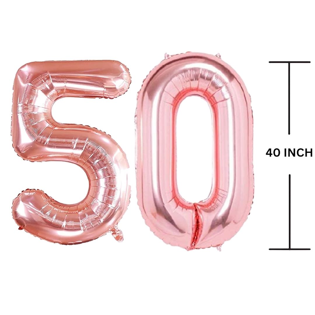 40 Inches ROSE GOLD Number Balloon Air or Helium Compactable Balloon for Party Decoration, Birthday, Anniversary