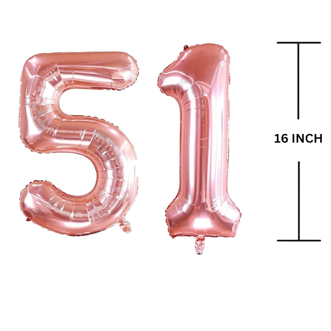 16 Inches ROSE GOLD Number Balloon Air or Helium Compactable Balloon for Party Decoration, Birthday, Anniversary