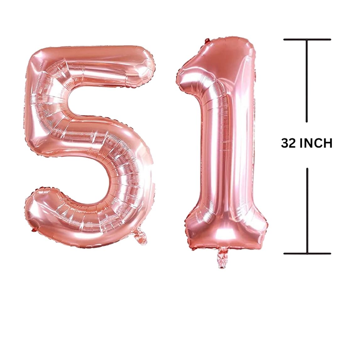 32 Inches ROSE GOLD Number Balloon Air or Helium Compactable Balloon for Party Decoration, Birthday, Anniversary