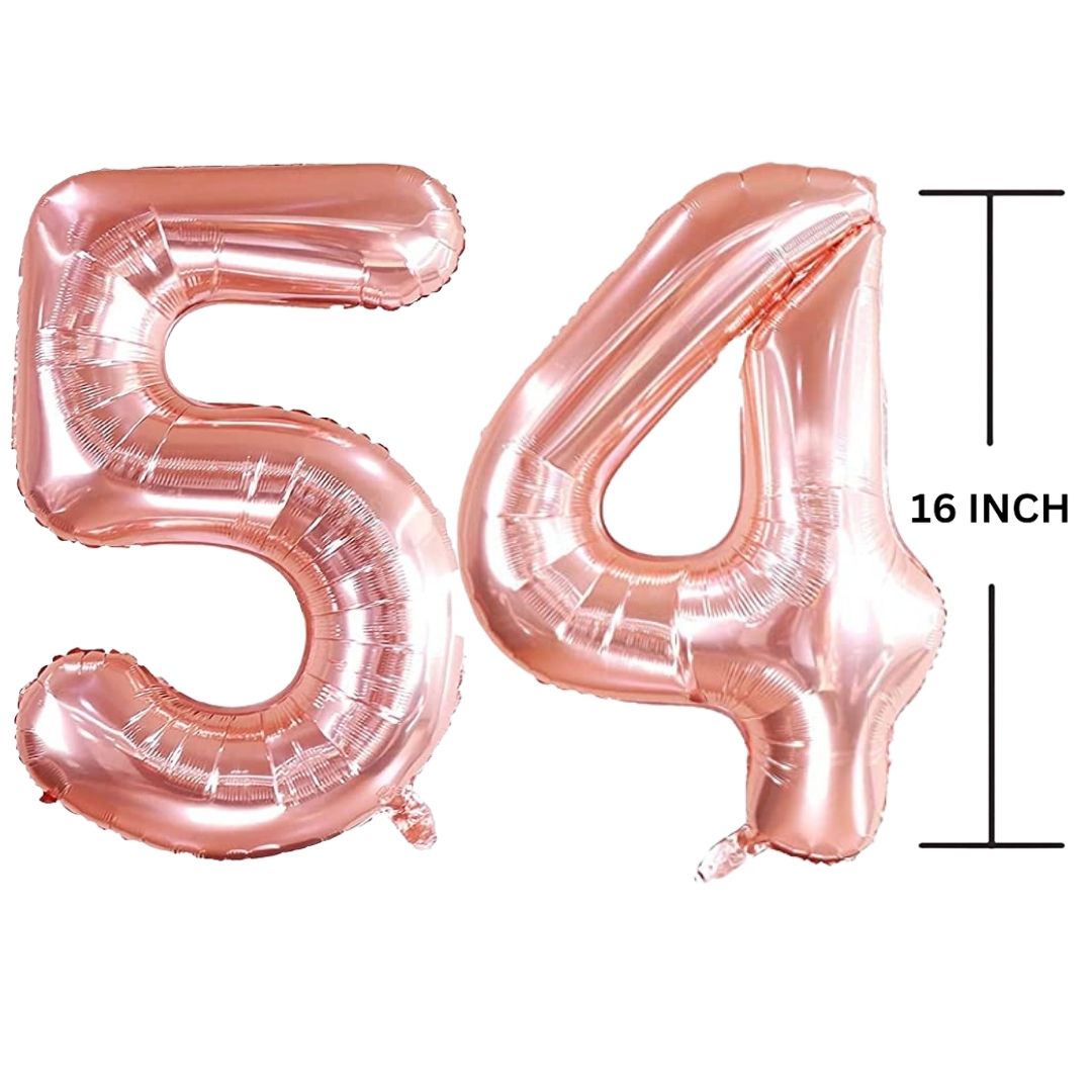 16 Inches ROSE GOLD Number Balloon Air or Helium Compactable Balloon for Party Decoration, Birthday, Anniversary