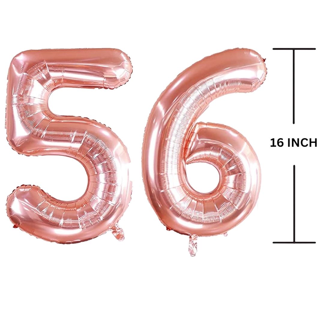 16 Inches ROSE GOLD Number Balloon Air or Helium Compactable Balloon for Party Decoration, Birthday, Anniversary