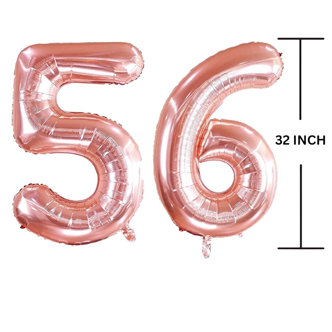 32 Inches ROSE GOLD Number Balloon Air or Helium Compactable Balloon for Party Decoration, Birthday, Anniversary