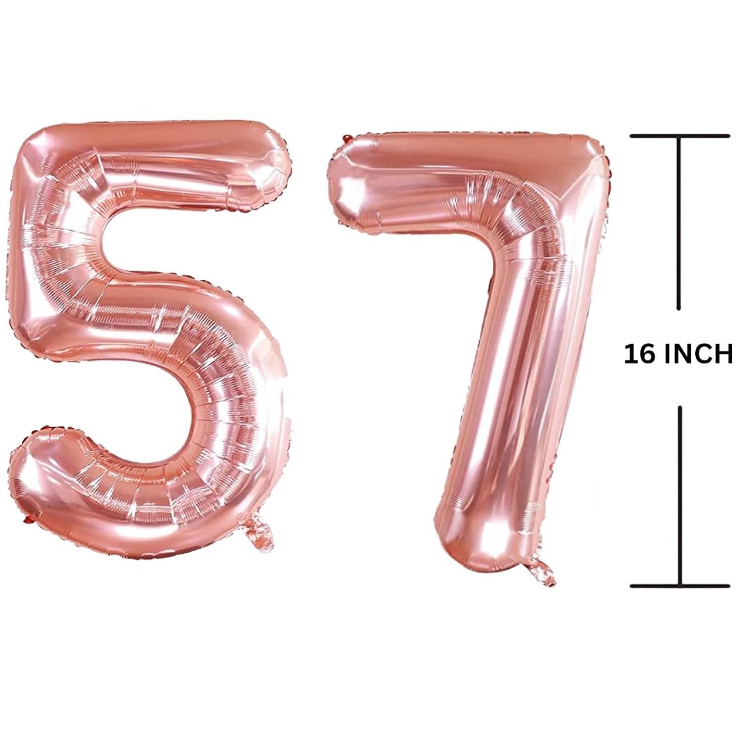 16 Inches ROSE GOLD Number Balloon Air or Helium Compactable Balloon for Party Decoration, Birthday, Anniversary