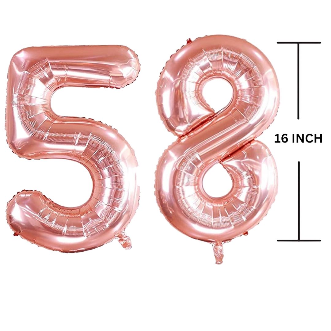 16 Inches ROSE GOLD Number Balloon Air or Helium Compactable Balloon for Party Decoration, Birthday, Anniversary