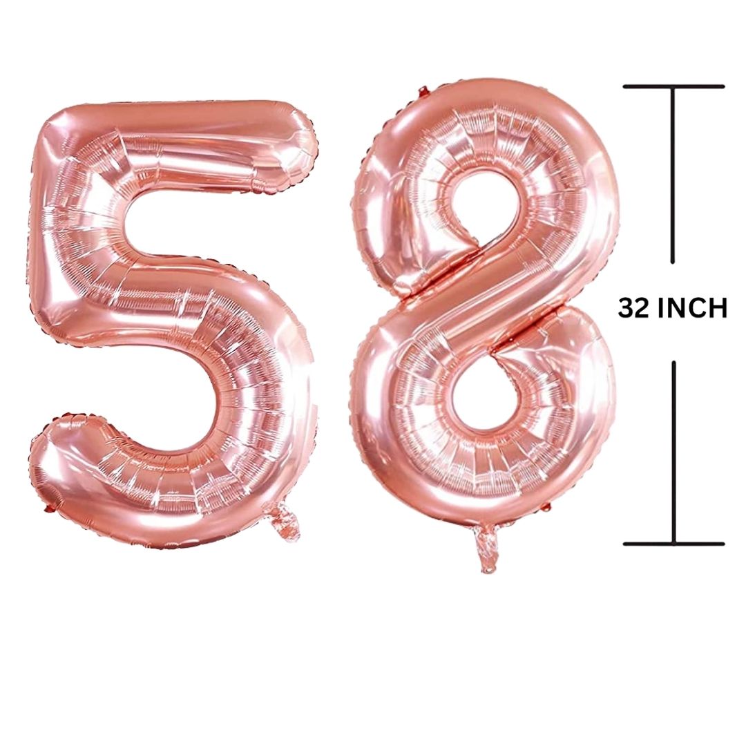 32 Inches ROSE GOLD Number Balloon Air or Helium Compactable Balloon for Party Decoration, Birthday, Anniversary