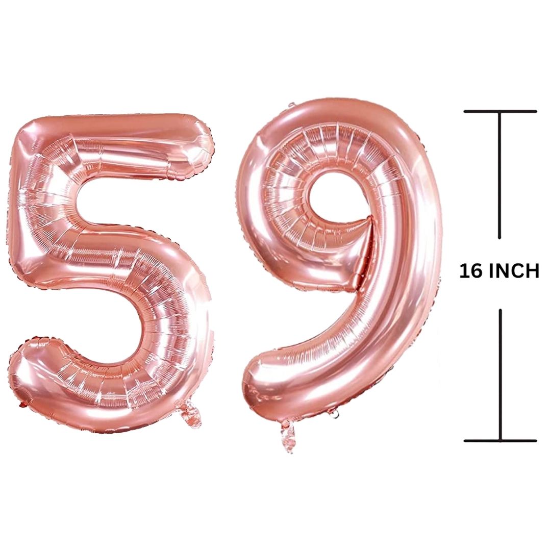 16 Inches ROSE GOLD Number Balloon Air or Helium Compactable Balloon for Party Decoration, Birthday, Anniversary