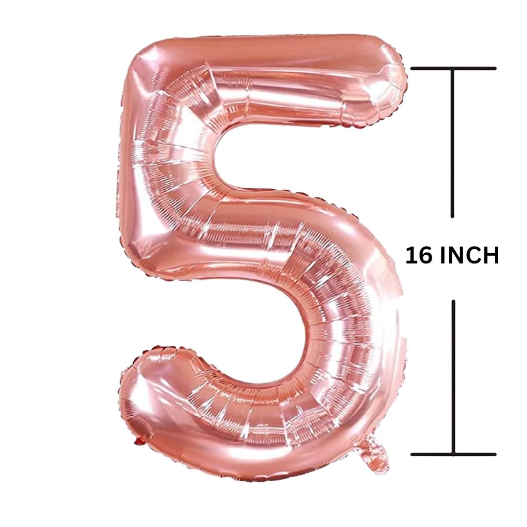 16 Inches ROSE GOLD Number Balloon Air or Helium Compactable Balloon for Party Decoration, Birthday, Anniversary