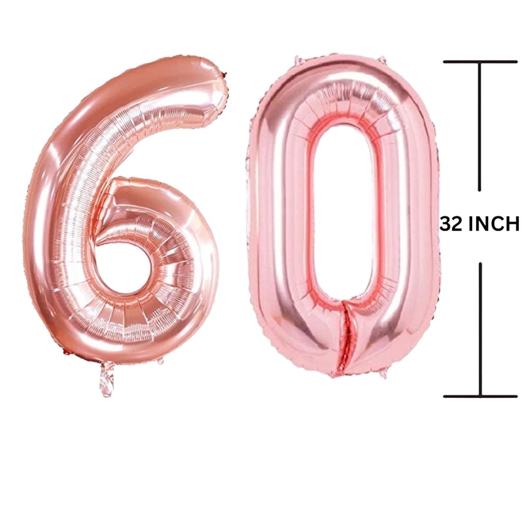 32 Inches ROSE GOLD Number Balloon Air or Helium Compactable Balloon for Party Decoration, Birthday, Anniversary