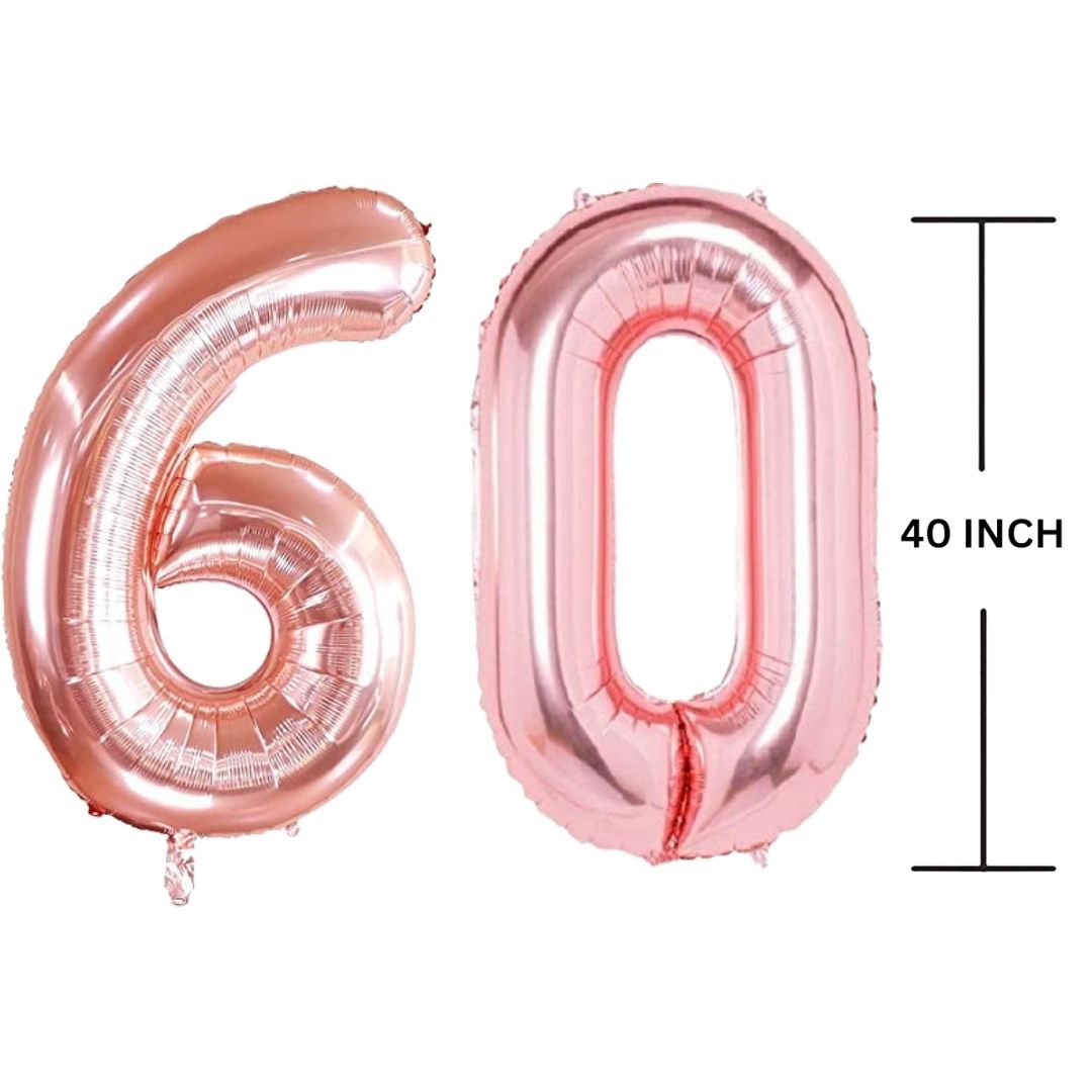 40 Inches ROSE GOLD Number Balloon Air or Helium Compactable Balloon for Party Decoration, Birthday, Anniversary