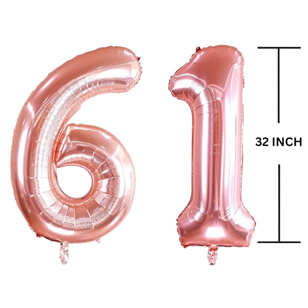 32 Inches ROSE GOLD Number Balloon Air or Helium Compactable Balloon for Party Decoration, Birthday, Anniversary