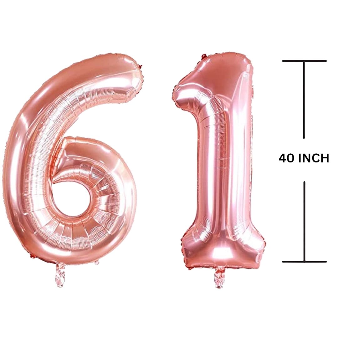 40 Inches ROSE GOLD Number Balloon Air or Helium Compactable Balloon for Party Decoration, Birthday, Anniversary