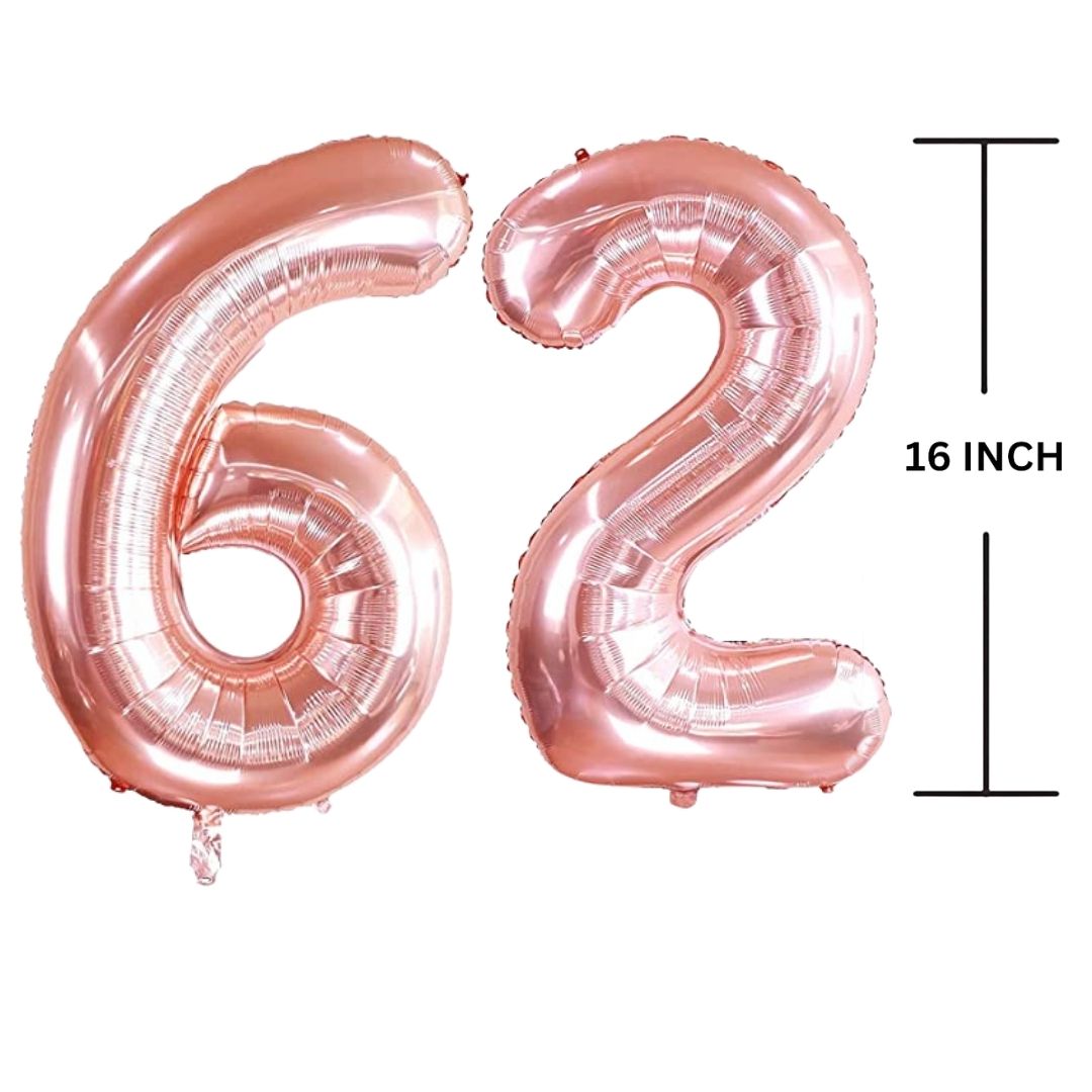 16 Inches ROSE GOLD Number Balloon Air or Helium Compactable Balloon for Party Decoration, Birthday, Anniversary