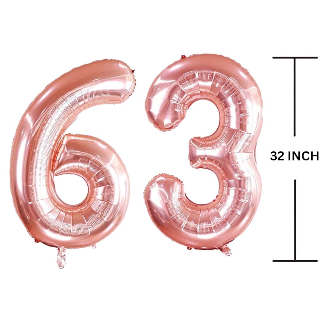 32 Inches ROSE GOLD Number Balloon Air or Helium Compactable Balloon for Party Decoration, Birthday, Anniversary