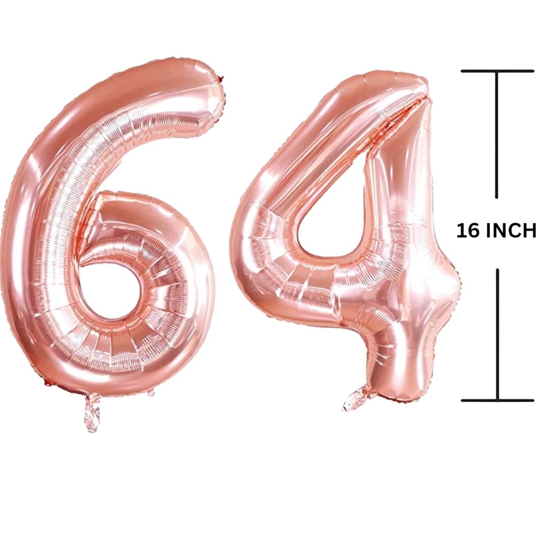 16 Inches ROSE GOLD Number Balloon Air or Helium Compactable Balloon for Party Decoration, Birthday, Anniversary