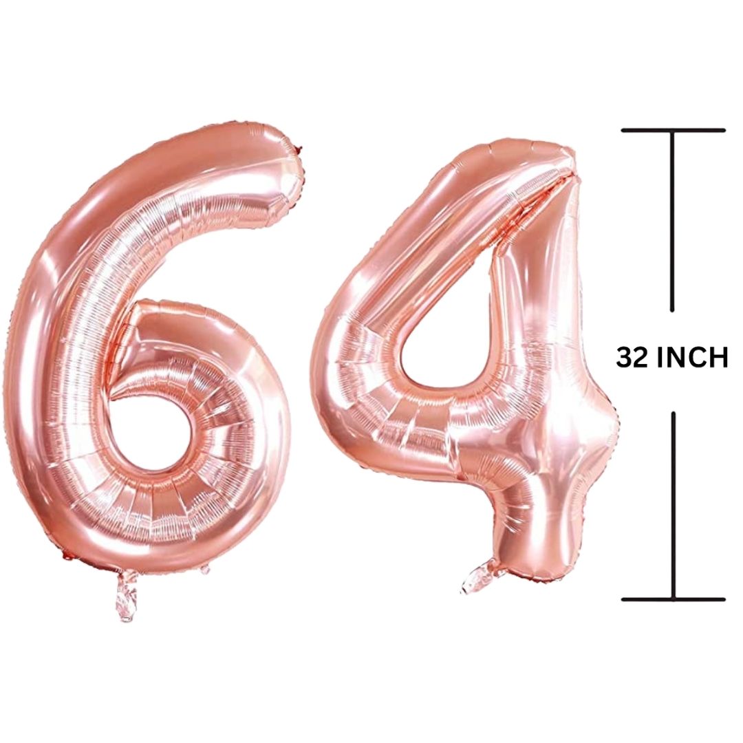 32 Inches ROSE GOLD Number Balloon Air or Helium Compactable Balloon for Party Decoration, Birthday, Anniversary