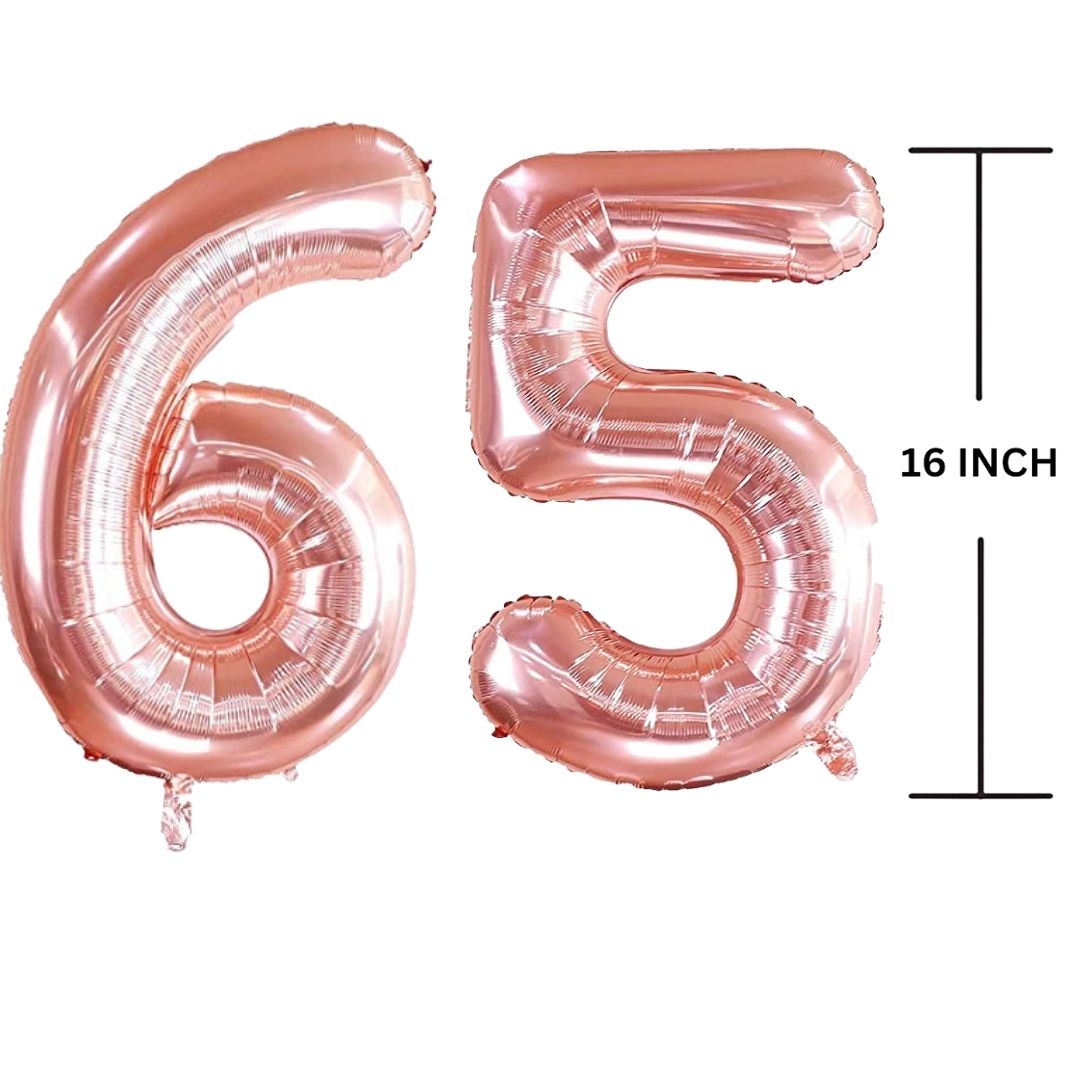 16 Inches ROSE GOLD Number Balloon Air or Helium Compactable Balloon for Party Decoration, Birthday, Anniversary