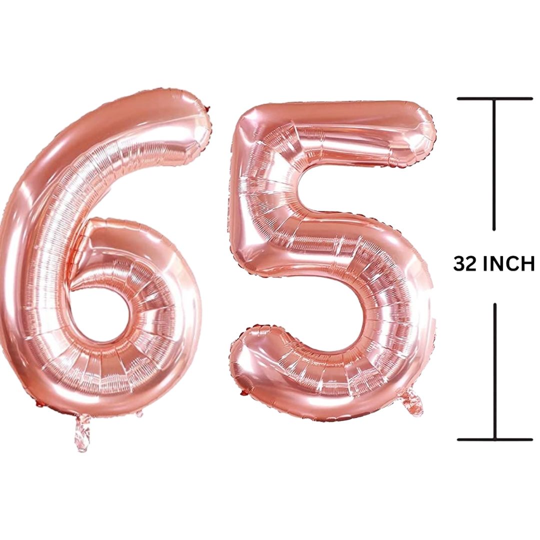 32 Inches ROSE GOLD Number Balloon Air or Helium Compactable Balloon for Party Decoration, Birthday, Anniversary