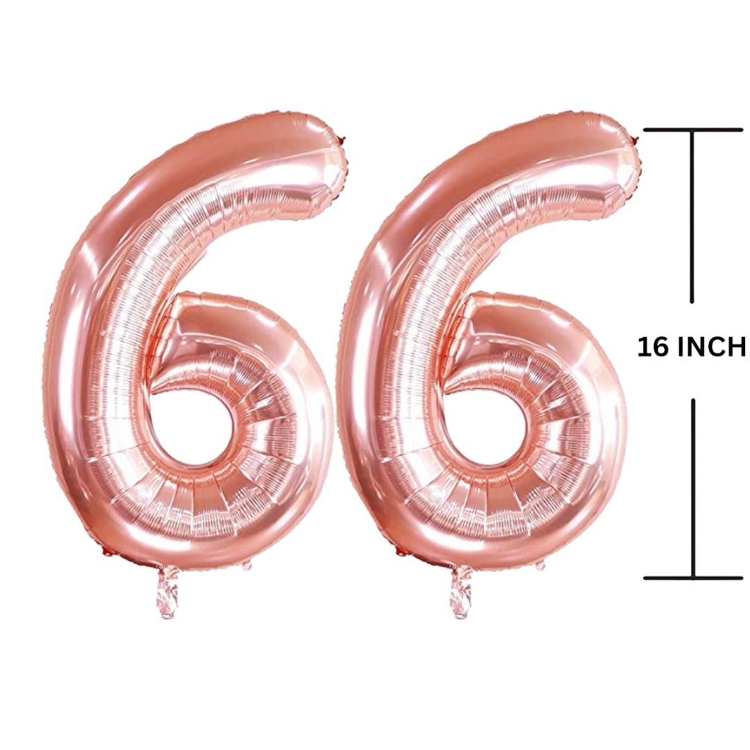 16 Inches ROSE GOLD Number Balloon Air or Helium Compactable Balloon for Party Decoration, Birthday, Anniversary