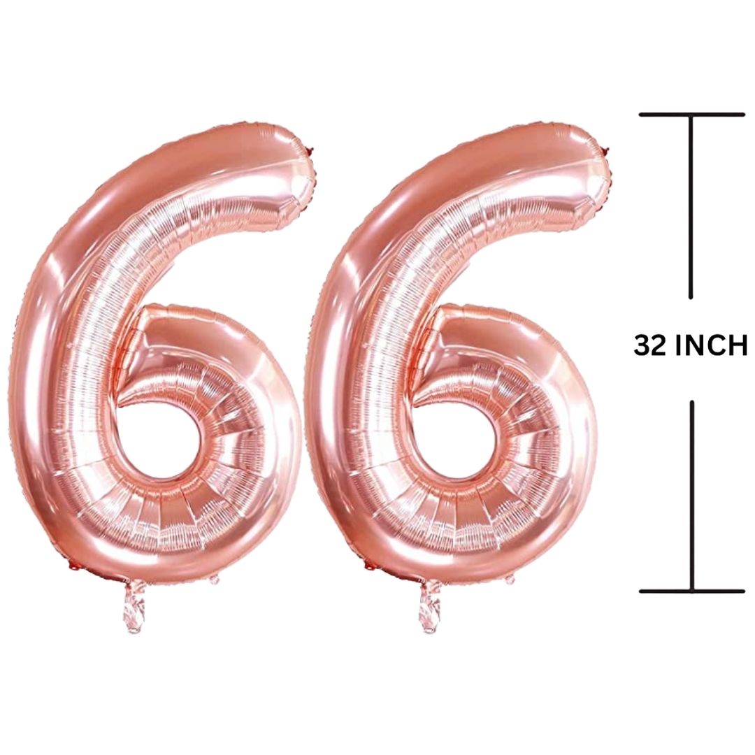 32 Inches ROSE GOLD Number Balloon Air or Helium Compactable Balloon for Party Decoration, Birthday, Anniversary