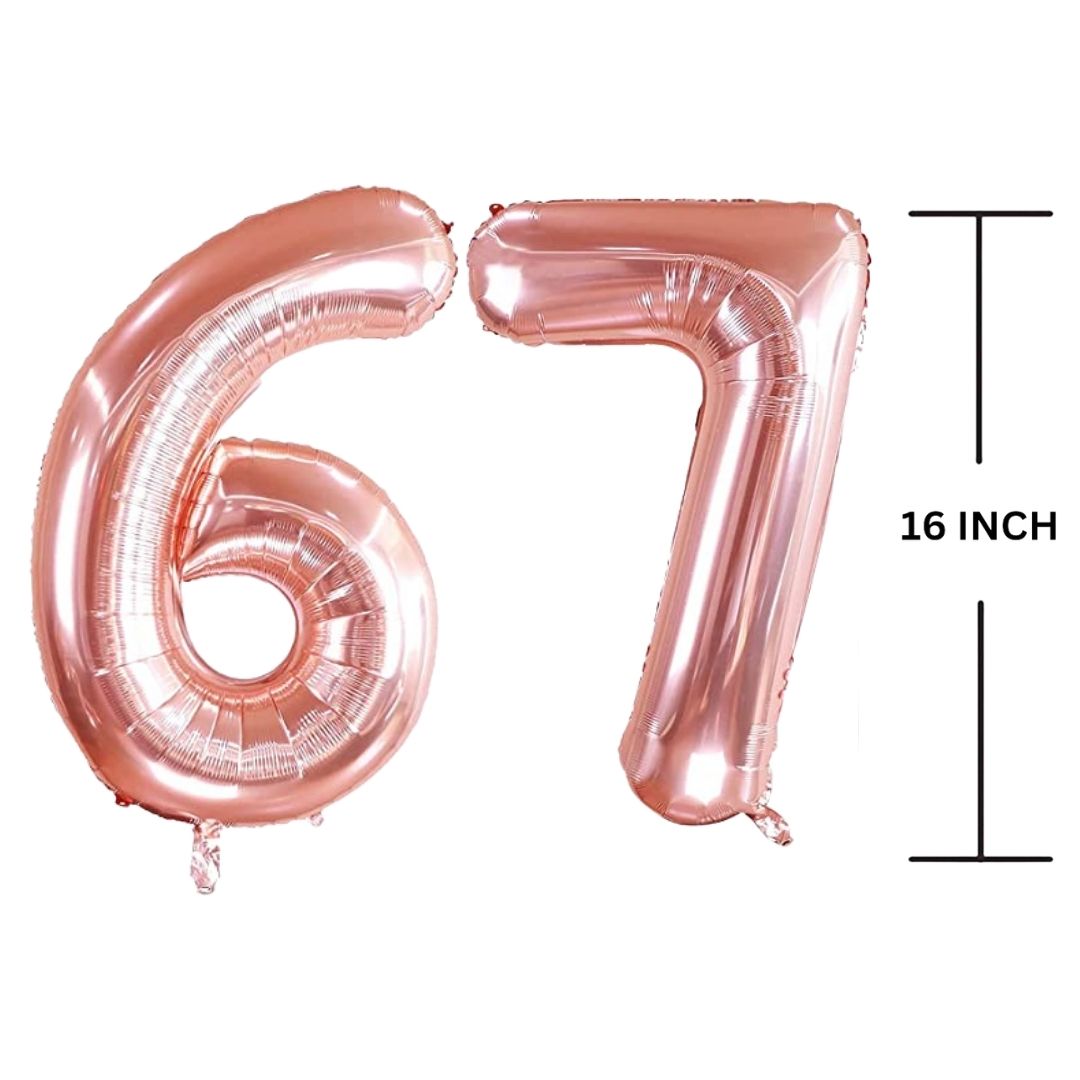 16 Inches ROSE GOLD Number Balloon Air or Helium Compactable Balloon for Party Decoration, Birthday, Anniversary