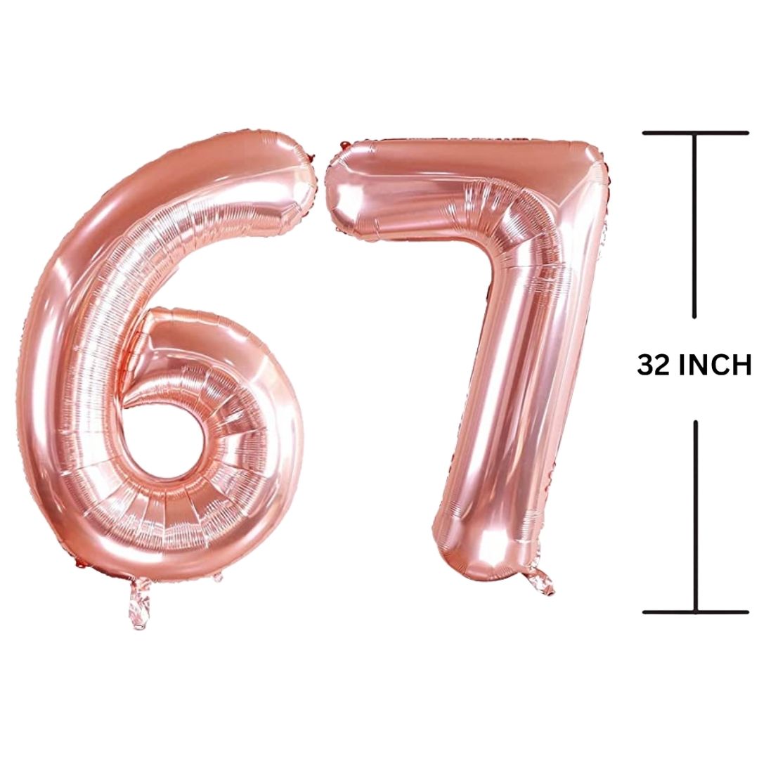 32 Inches ROSE GOLD Number Balloon Air or Helium Compactable Balloon for Party Decoration, Birthday, Anniversary