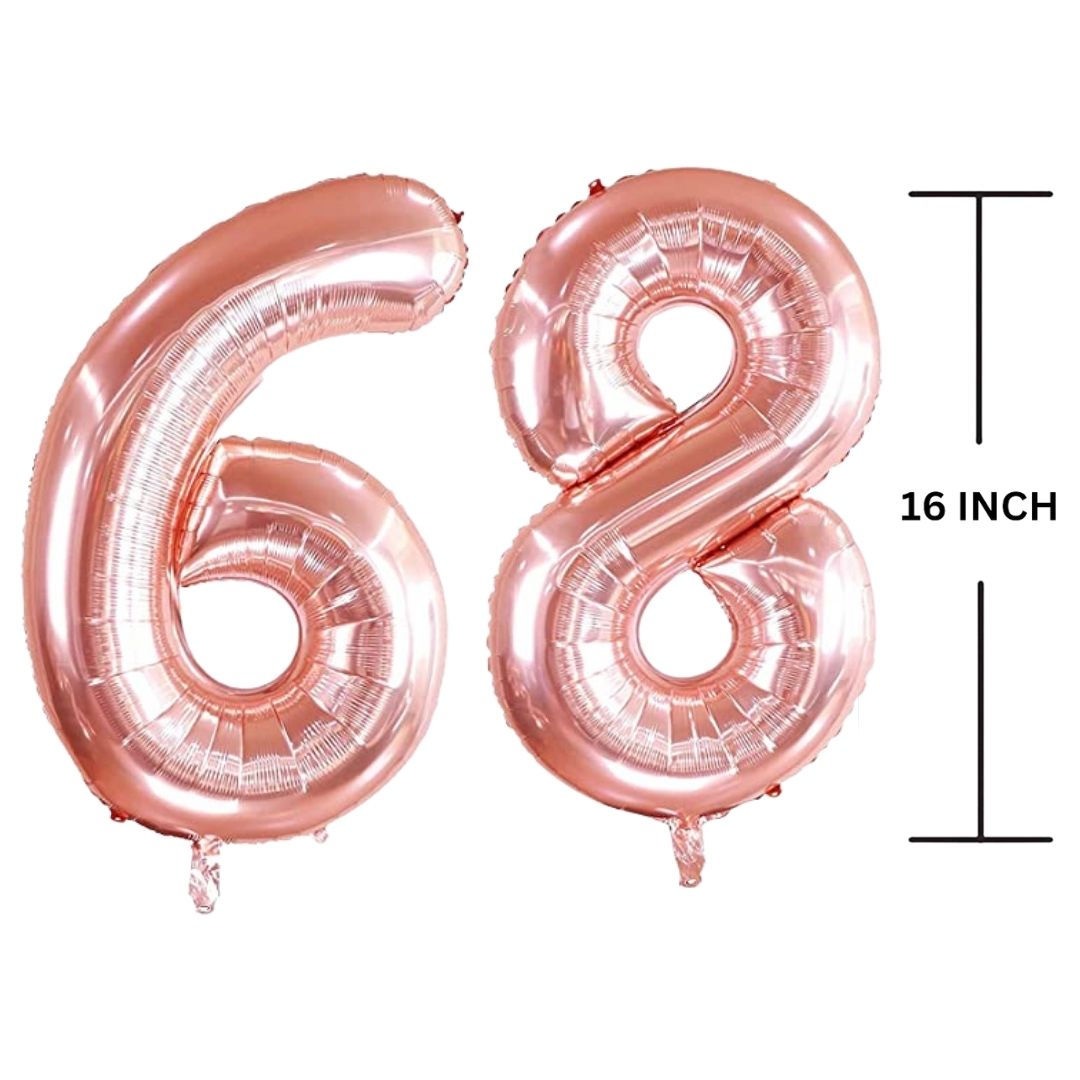 16 Inches ROSE GOLD Number Balloon Air or Helium Compactable Balloon for Party Decoration, Birthday, Anniversary