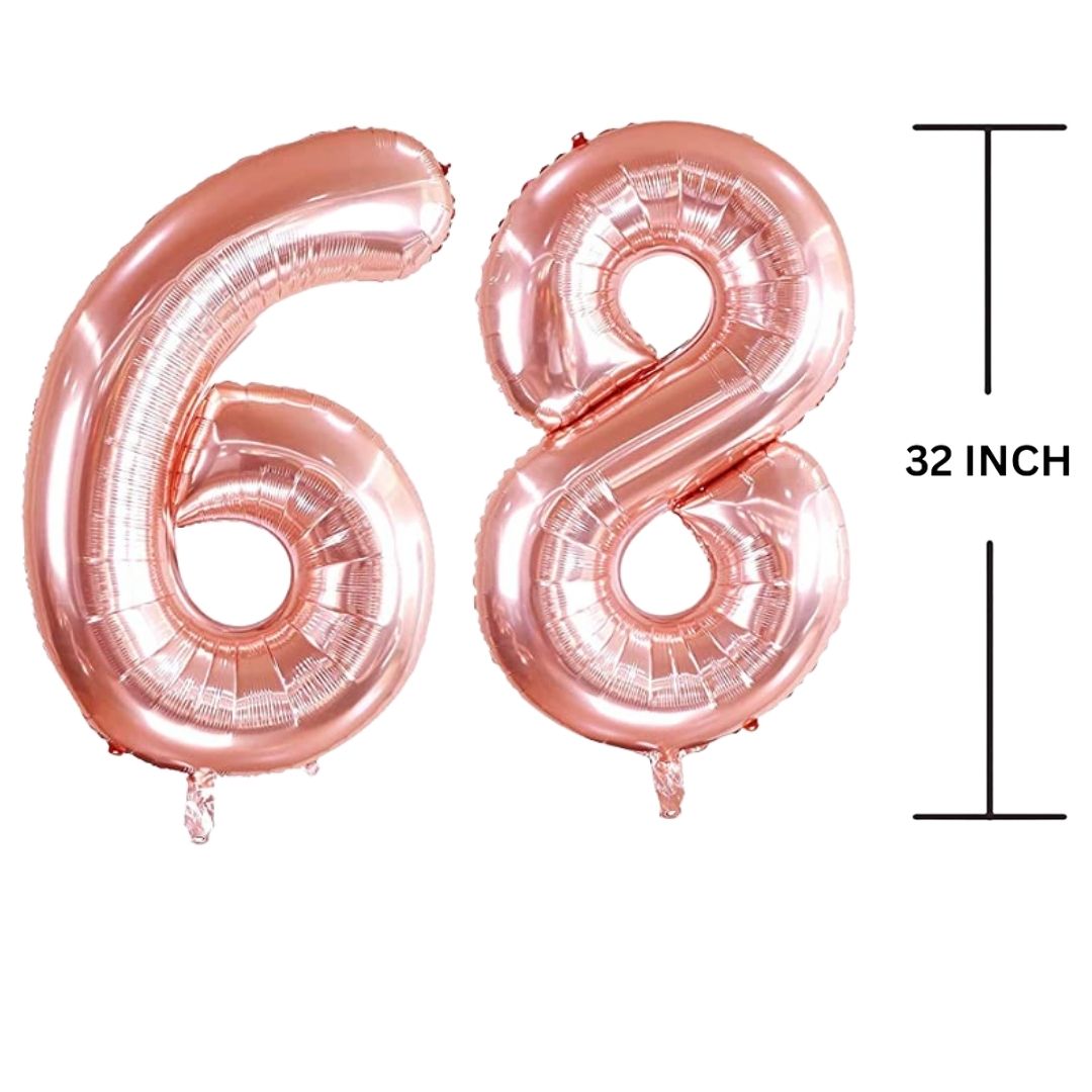 32 Inches ROSE GOLD Number Balloon Air or Helium Compactable Balloon for Party Decoration, Birthday, Anniversary