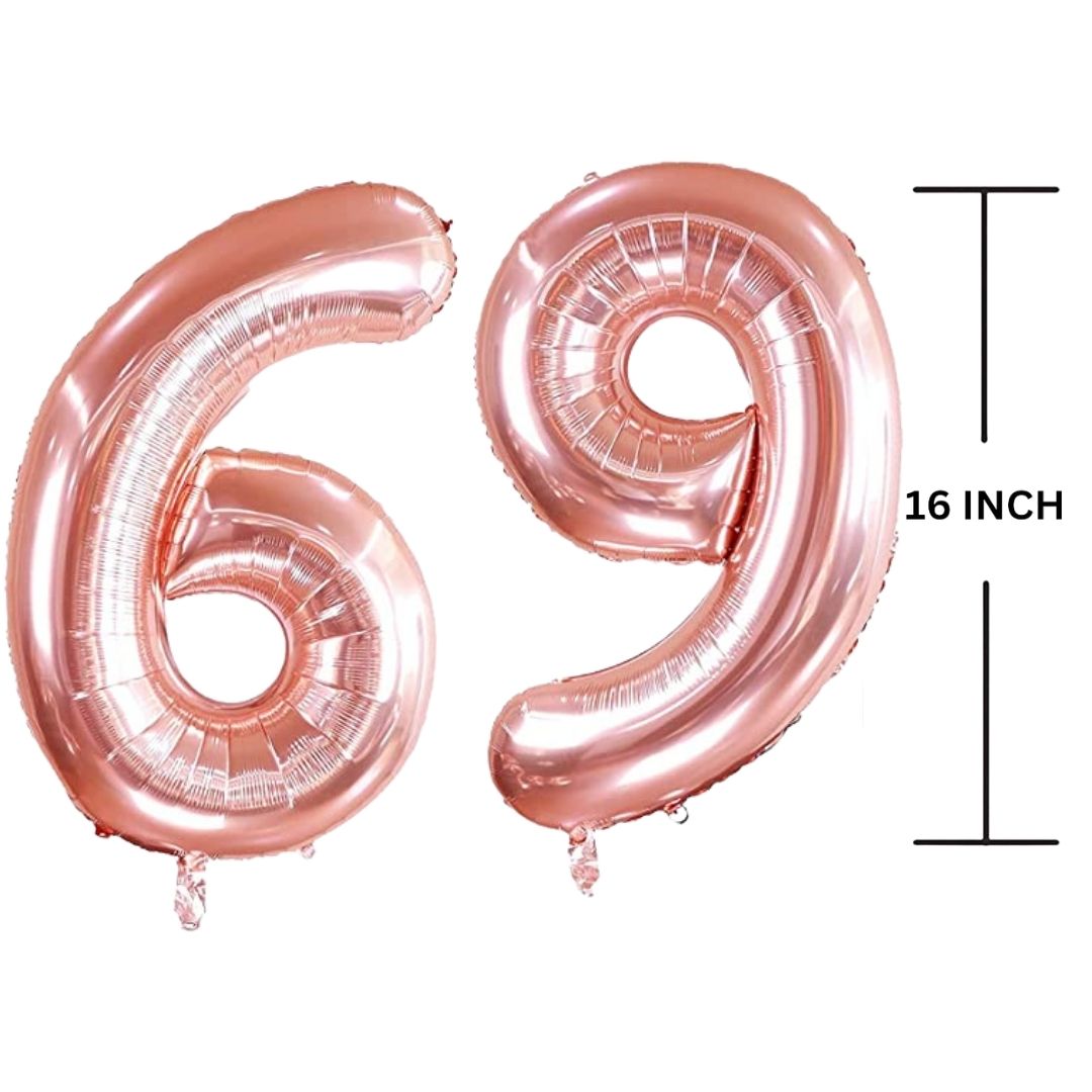 16 Inches ROSE GOLD Number Balloon Air or Helium Compactable Balloon for Party Decoration, Birthday, Anniversary