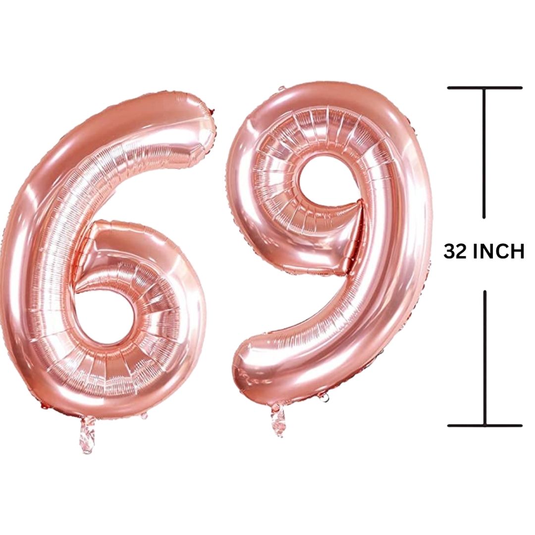 32 Inches ROSE GOLD Number Balloon Air or Helium Compactable Balloon for Party Decoration, Birthday, Anniversary