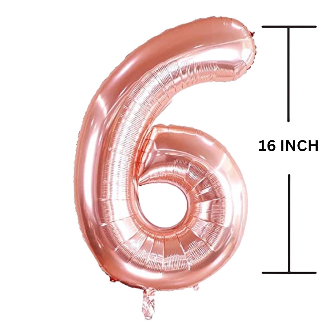 16 Inches ROSE GOLD Number Balloon Air or Helium Compactable Balloon for Party Decoration, Birthday, Anniversary