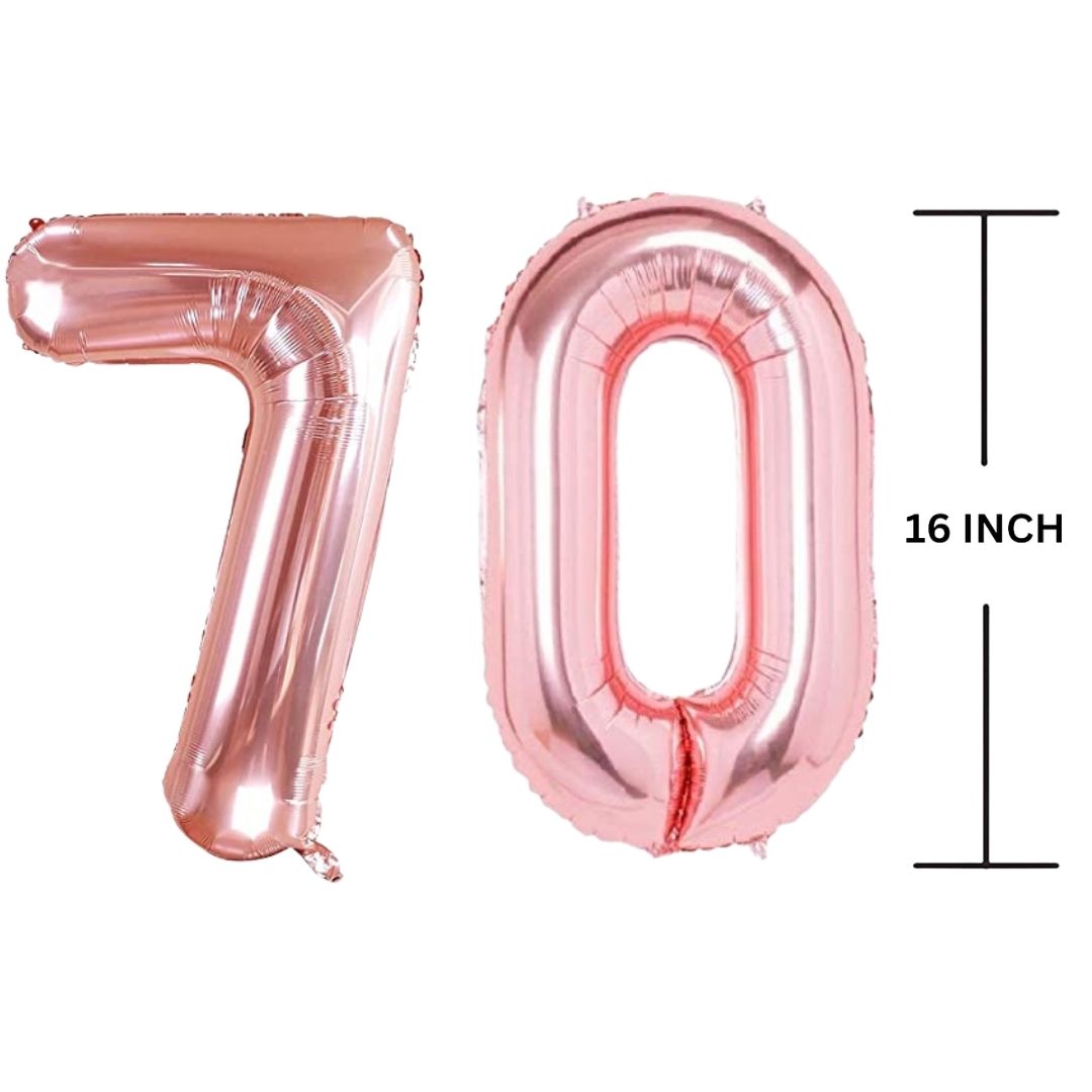 16 Inches ROSE GOLD Number Balloon Air or Helium Compactable Balloon for Party Decoration, Birthday, Anniversary