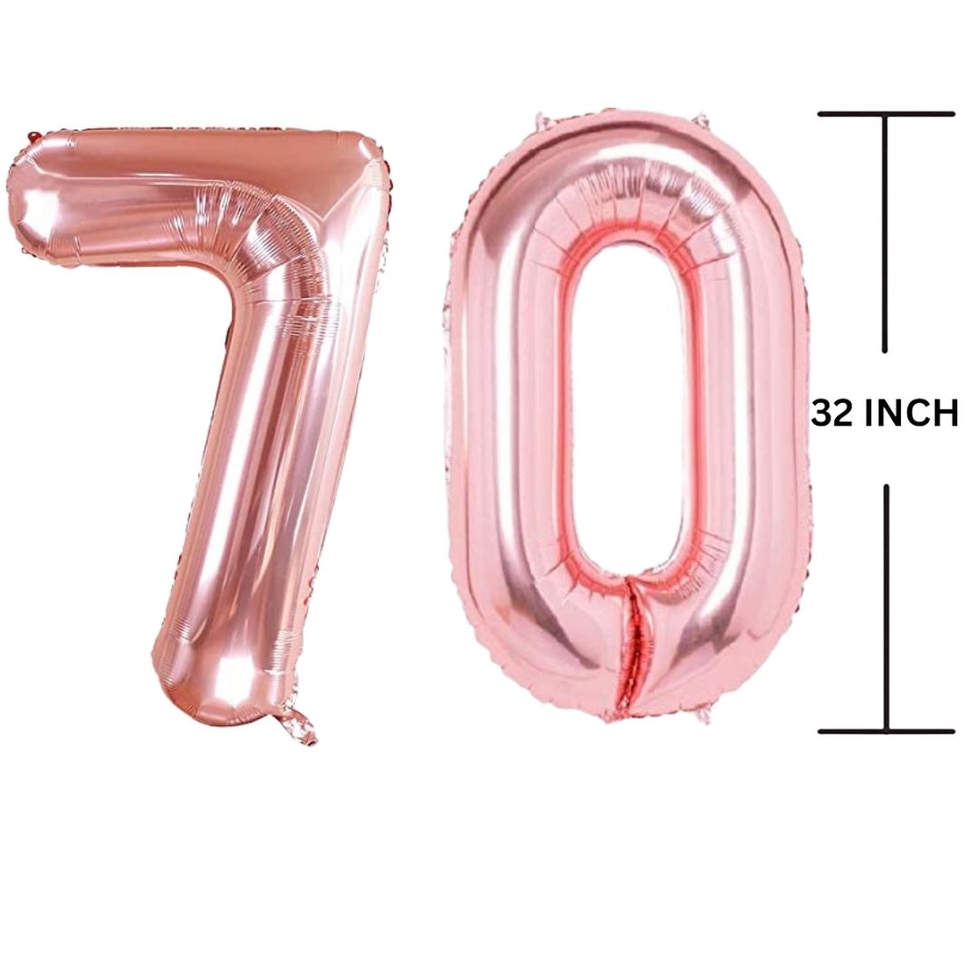 32 Inches ROSE GOLD Number Balloon Air or Helium Compactable Balloon for Party Decoration, Birthday, Anniversary