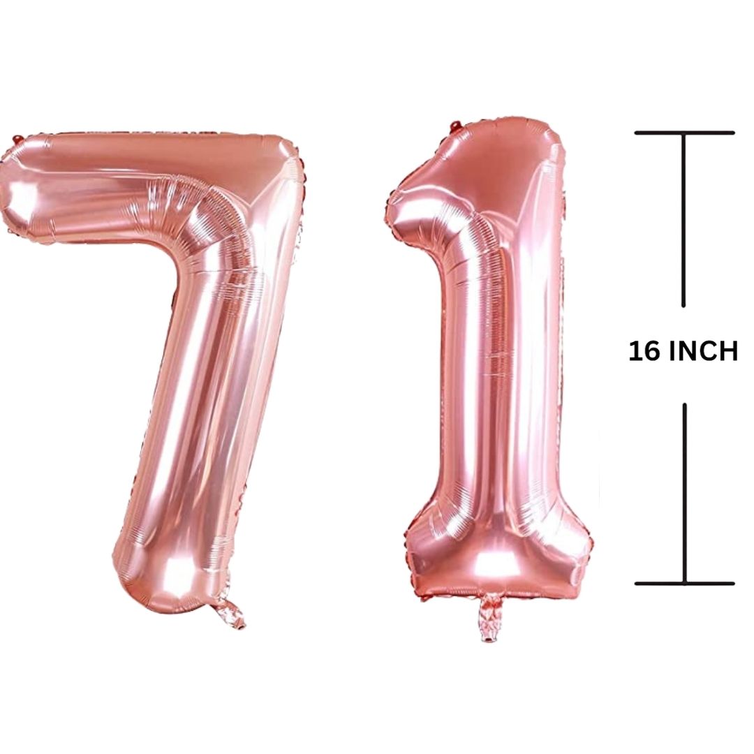 16 Inches ROSE GOLD Number Balloon Air or Helium Compactable Balloon for Party Decoration, Birthday, Anniversary