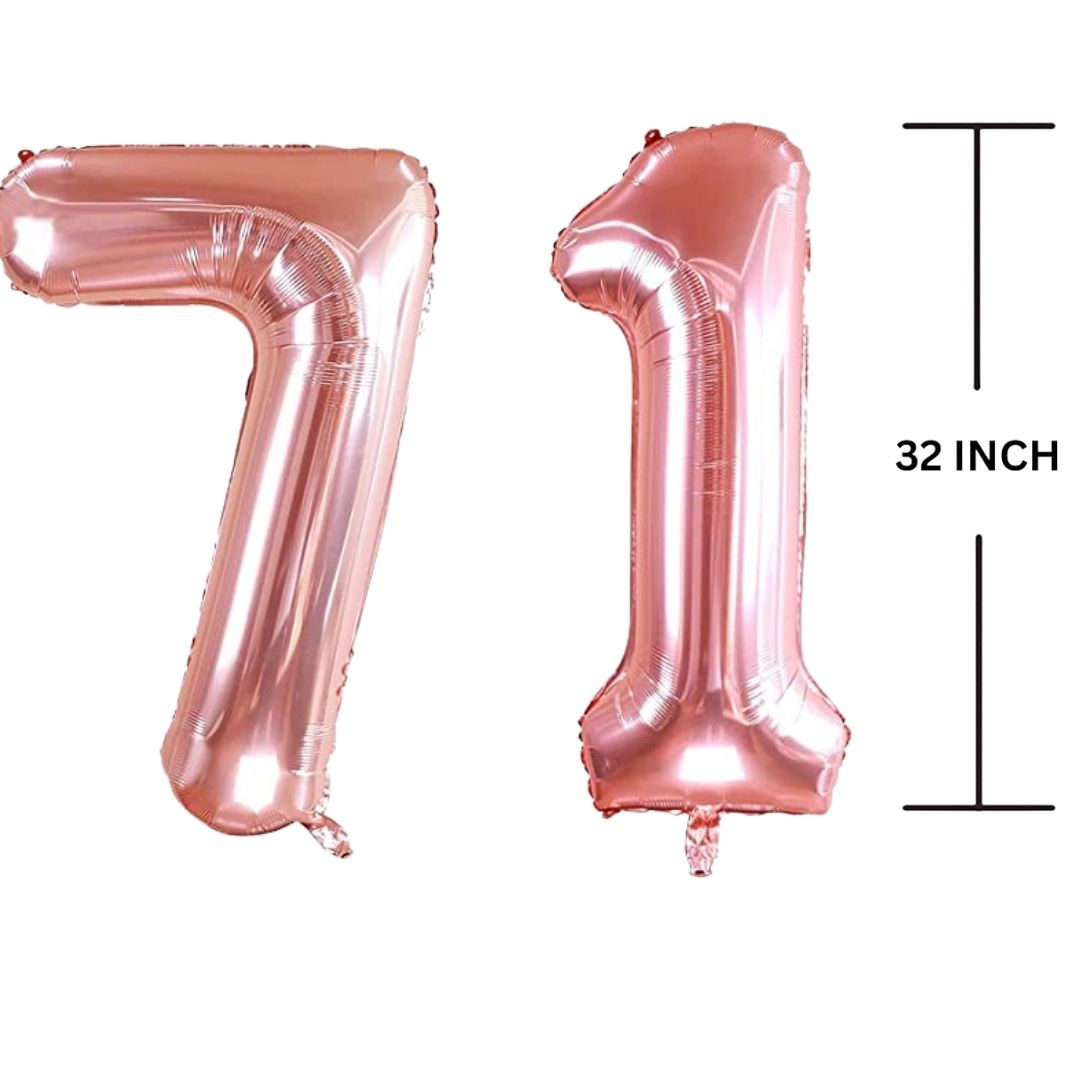 32 Inches ROSE GOLD Number Balloon Air or Helium Compactable Balloon for Party Decoration, Birthday, Anniversary