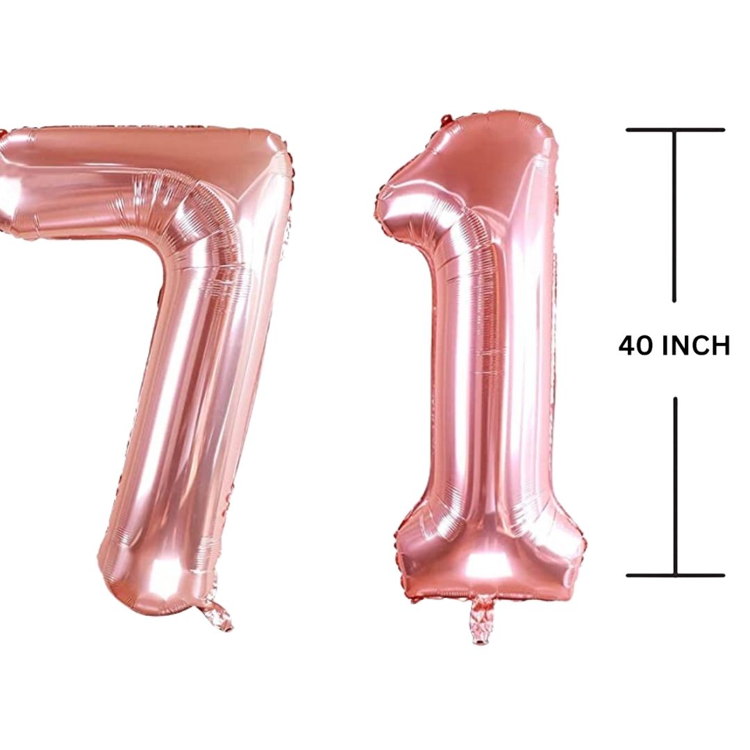 40 Inches ROSE GOLD Number Balloon Air or Helium Compactable Balloon for Party Decoration, Birthday, Anniversary