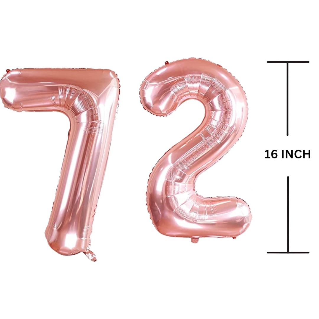 16 Inches ROSE GOLD Number Balloon Air or Helium Compactable Balloon for Party Decoration, Birthday, Anniversary