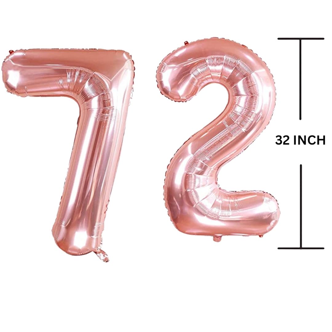 32 Inches ROSE GOLD Number Balloon Air or Helium Compactable Balloon for Party Decoration, Birthday, Anniversary