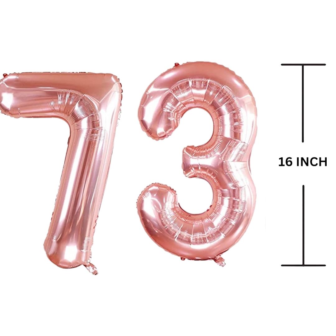 16 Inches ROSE GOLD Number Balloon Air or Helium Compactable Balloon for Party Decoration, Birthday, Anniversary