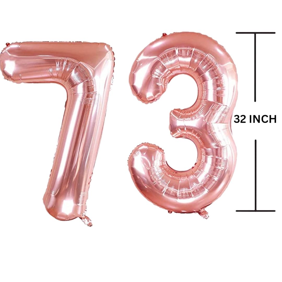 32 Inches ROSE GOLD Number Balloon Air or Helium Compactable Balloon for Party Decoration, Birthday, Anniversary