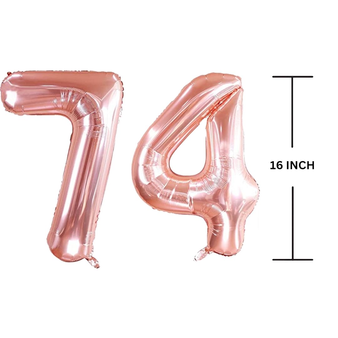 16 Inches ROSE GOLD Number Balloon Air or Helium Compactable Balloon for Party Decoration, Birthday, Anniversary