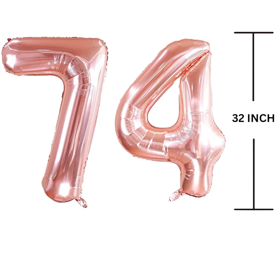 32 Inches ROSE GOLD Number Balloon Air or Helium Compactable Balloon for Party Decoration, Birthday, Anniversary