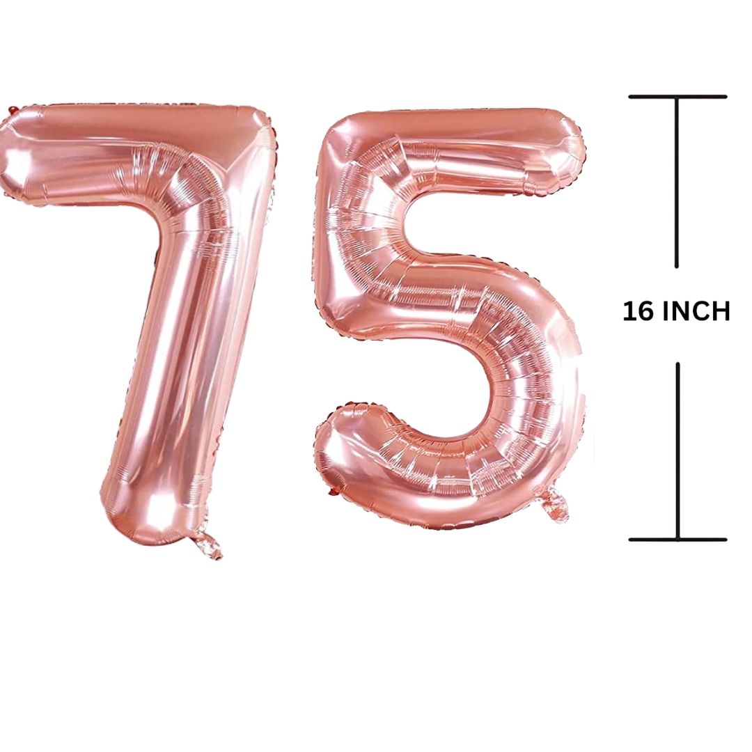 16 Inches ROSE GOLD Number Balloon Air or Helium Compactable Balloon for Party Decoration, Birthday, Anniversary