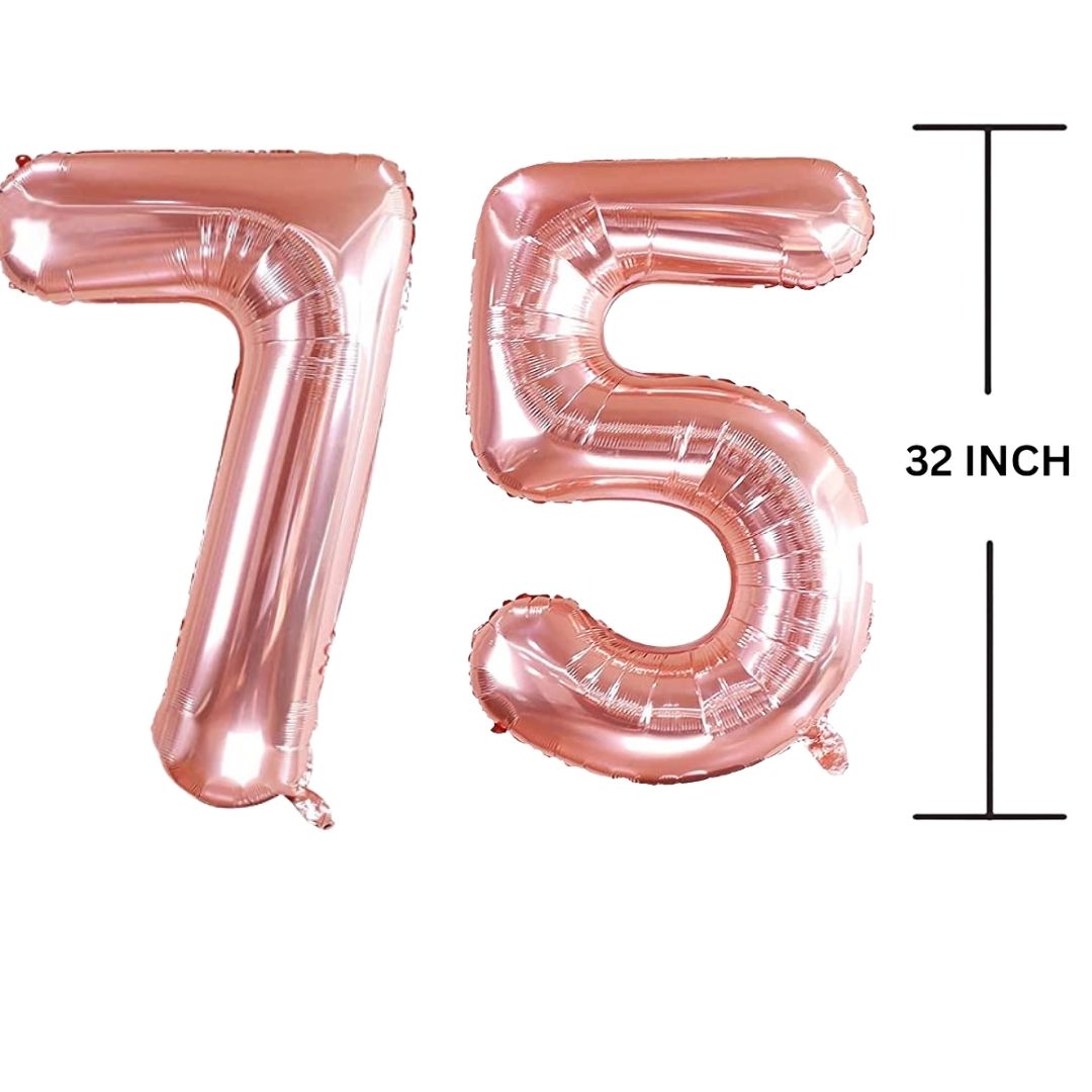 32 Inches ROSE GOLD Number Balloon Air or Helium Compactable Balloon for Party Decoration, Birthday, Anniversary