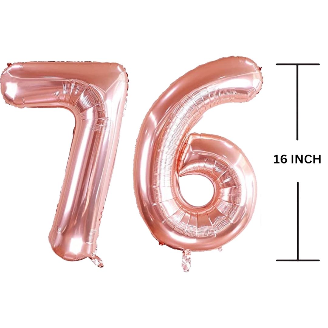 16 Inches ROSE GOLD Number Balloon Air or Helium Compactable Balloon for Party Decoration, Birthday, Anniversary