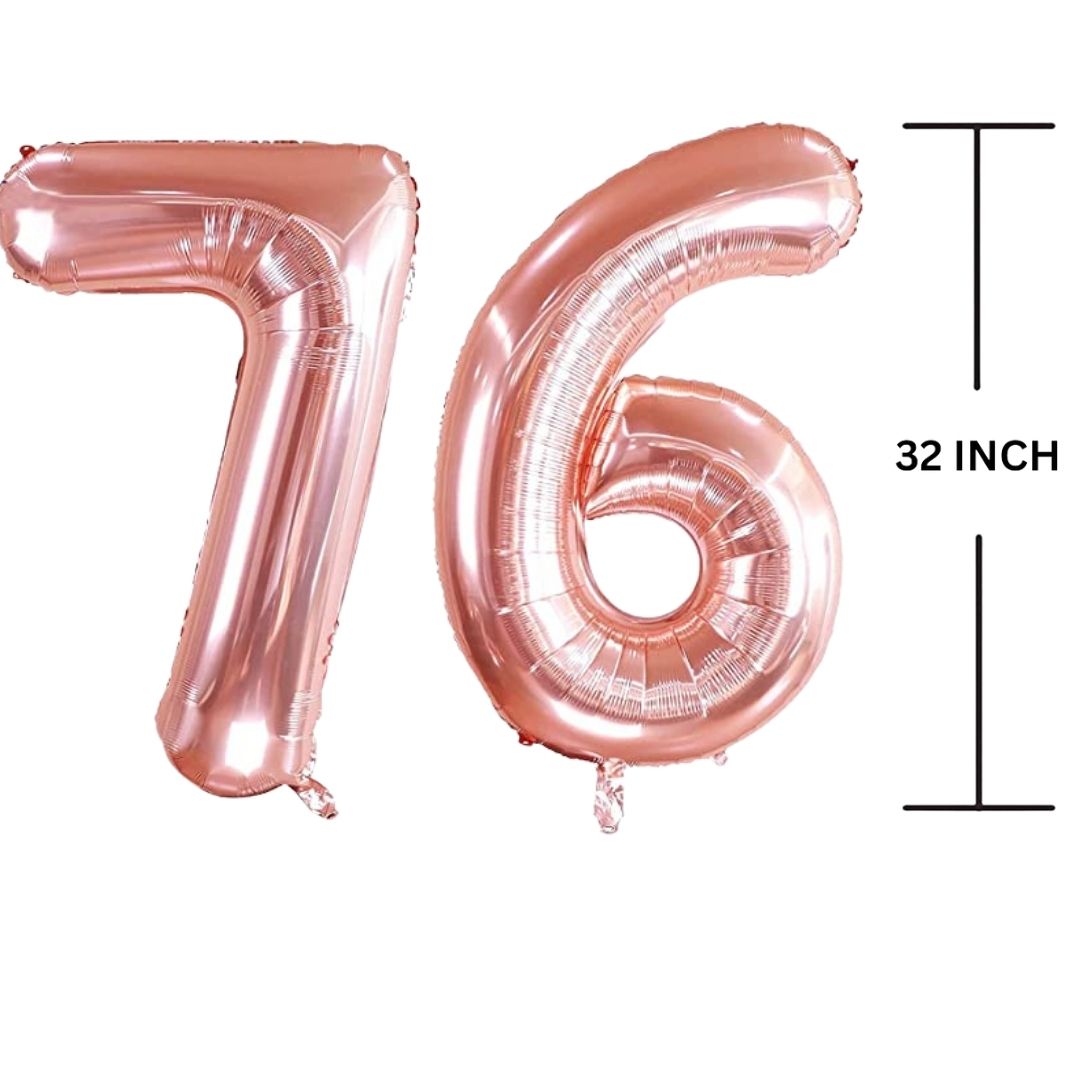 32 Inches ROSE GOLD Number Balloon Air or Helium Compactable Balloon for Party Decoration, Birthday, Anniversary