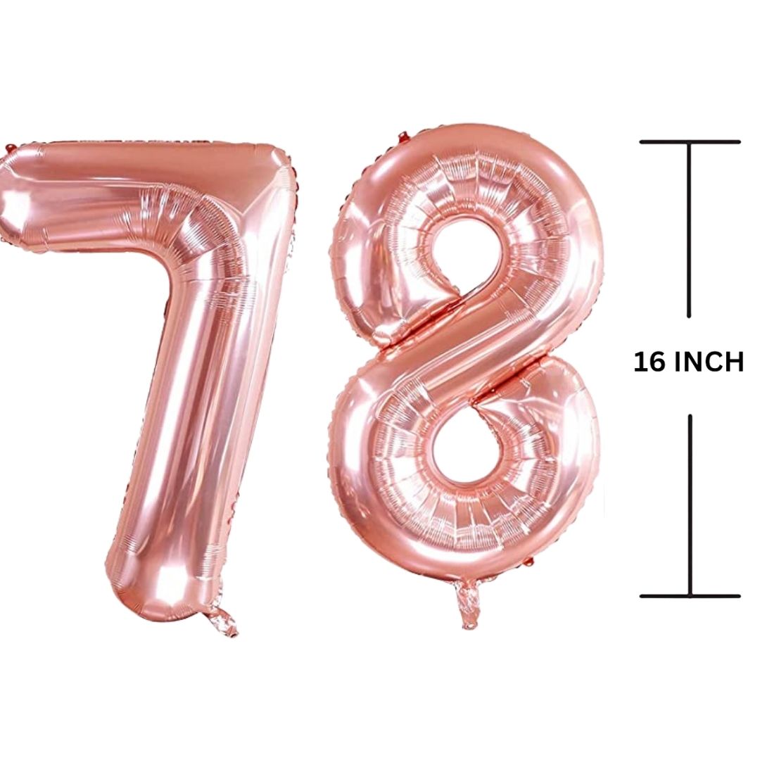 16 Inches ROSE GOLD Number Balloon Air or Helium Compactable Balloon for Party Decoration, Birthday, Anniversary